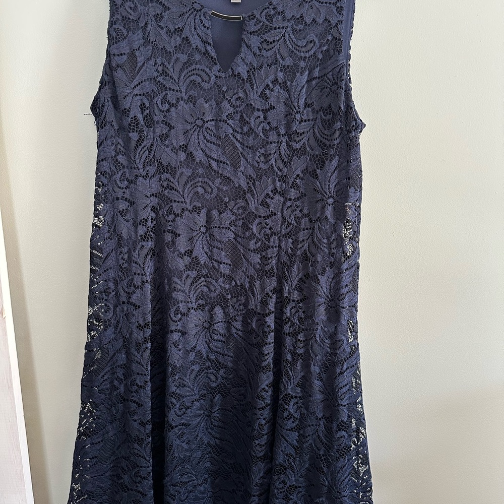 JM Collection Navy Lace Midi Dress